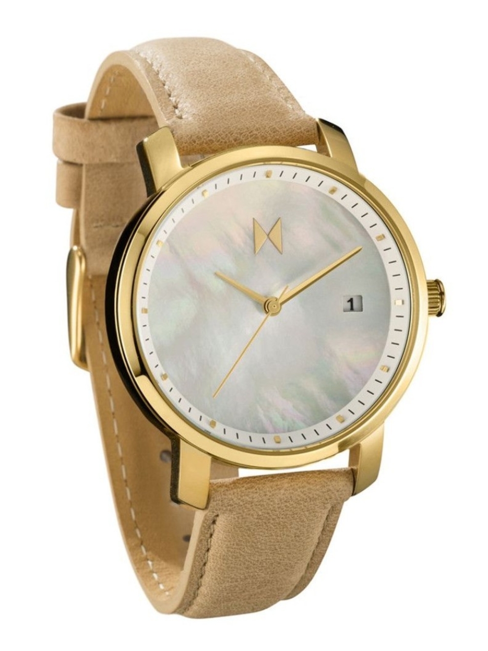 MVMT Gold Pearl Leather Watch